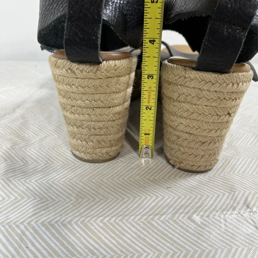 Inuovo Womens Freeman Espadrille Wedge Sandals Black Sz 39/9 Platform Y2K Preppy